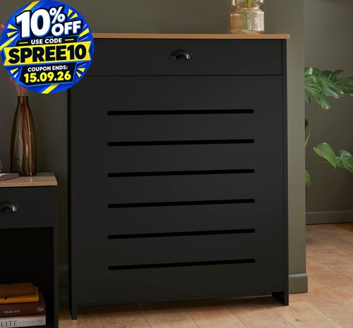 Black radiator cover cabinet - black,