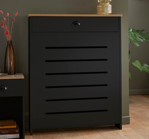 Black radiator cover cabinet - black,